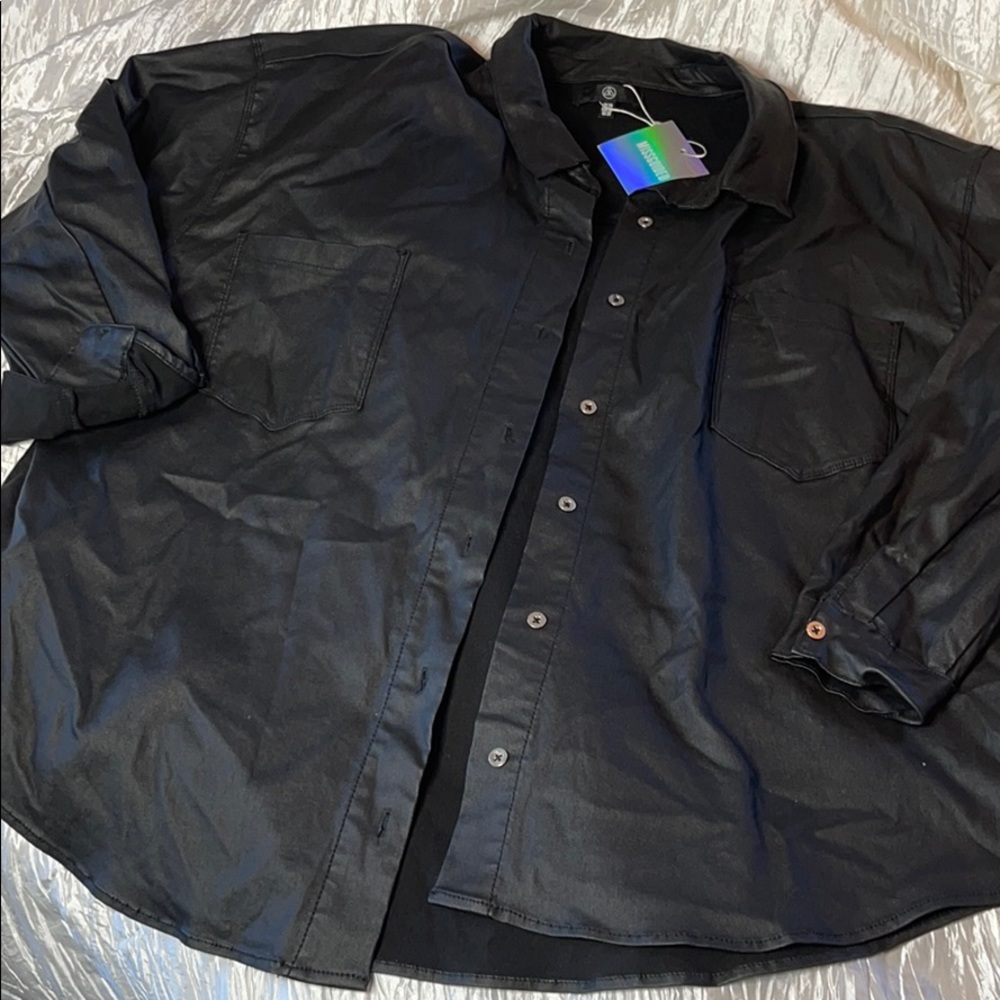 MISSGUIDED leather like oversized button down